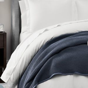 NWT BOLL & BRANCH WAFFLE BED BLANKET IN MINERAL COLOR, QUEEN / FULL SIZE
